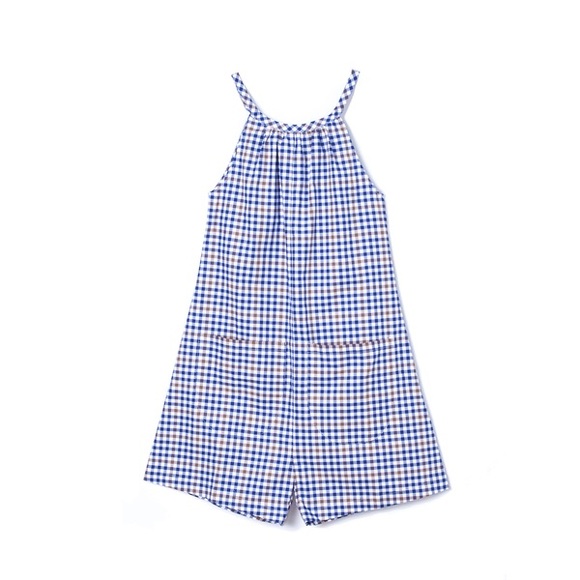 PETITE Carleen Checker Halter Romper - Picture 2 of 10